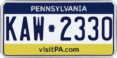 PA license plate KAW2330
