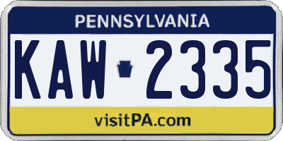 PA license plate KAW2335