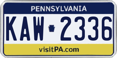 PA license plate KAW2336