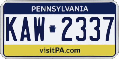 PA license plate KAW2337
