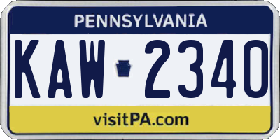 PA license plate KAW2340