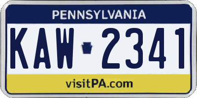 PA license plate KAW2341
