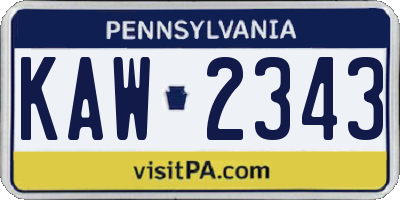 PA license plate KAW2343
