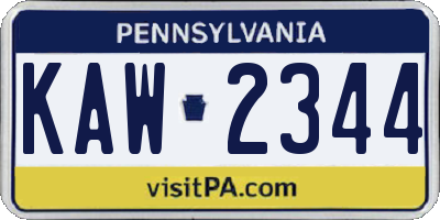 PA license plate KAW2344