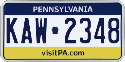 PA license plate KAW2348