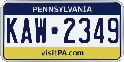 PA license plate KAW2349