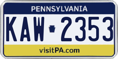 PA license plate KAW2353