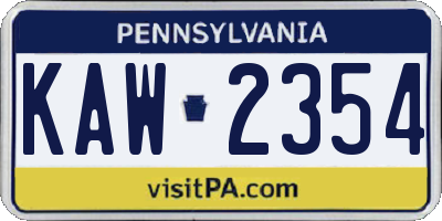 PA license plate KAW2354