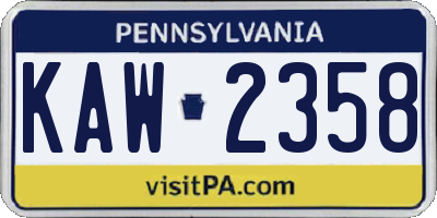 PA license plate KAW2358