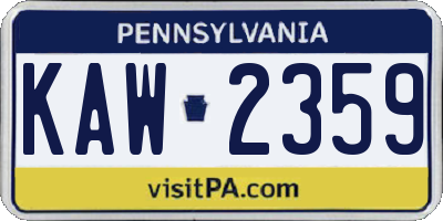 PA license plate KAW2359
