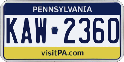 PA license plate KAW2360