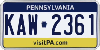 PA license plate KAW2361