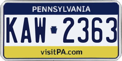 PA license plate KAW2363