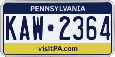 PA license plate KAW2364