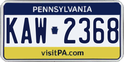 PA license plate KAW2368