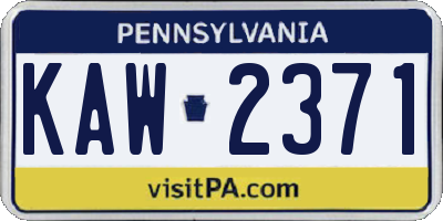 PA license plate KAW2371