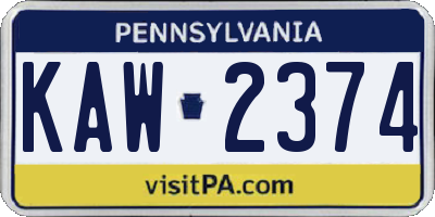 PA license plate KAW2374