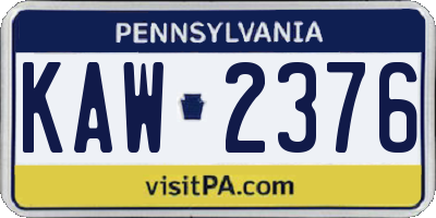 PA license plate KAW2376