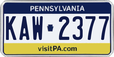 PA license plate KAW2377