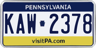 PA license plate KAW2378