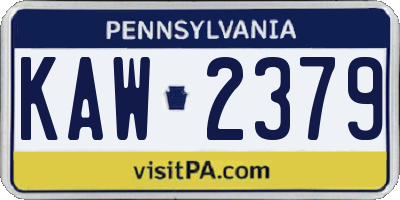 PA license plate KAW2379