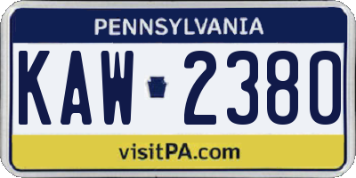 PA license plate KAW2380