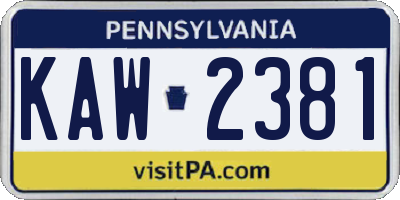 PA license plate KAW2381