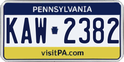 PA license plate KAW2382