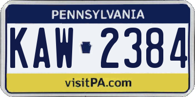 PA license plate KAW2384
