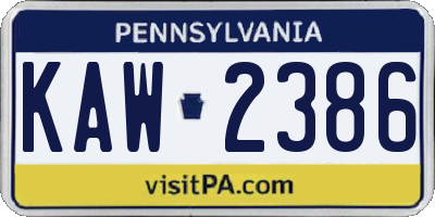 PA license plate KAW2386