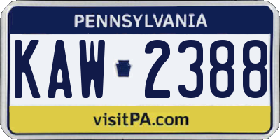 PA license plate KAW2388