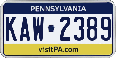 PA license plate KAW2389
