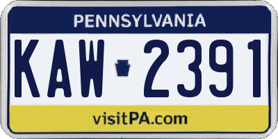 PA license plate KAW2391