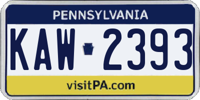 PA license plate KAW2393