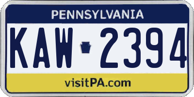 PA license plate KAW2394