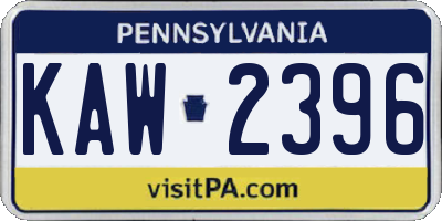 PA license plate KAW2396