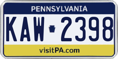 PA license plate KAW2398