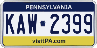 PA license plate KAW2399