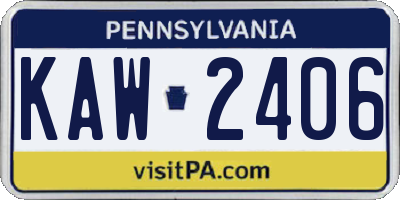 PA license plate KAW2406
