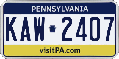 PA license plate KAW2407