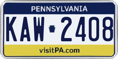 PA license plate KAW2408