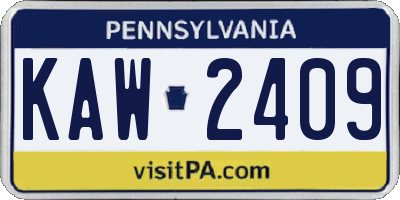 PA license plate KAW2409