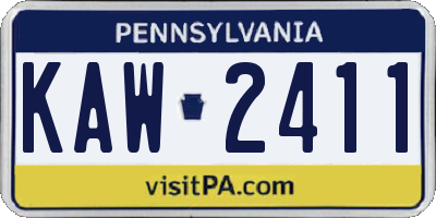 PA license plate KAW2411