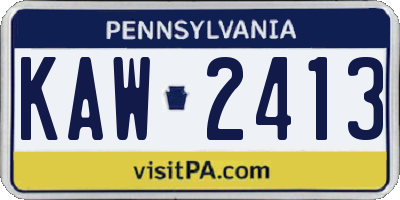 PA license plate KAW2413