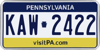 PA license plate KAW2422