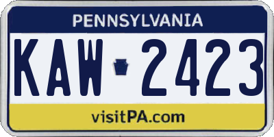PA license plate KAW2423