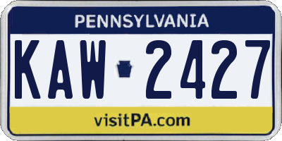 PA license plate KAW2427