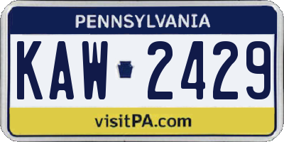 PA license plate KAW2429