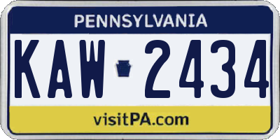 PA license plate KAW2434