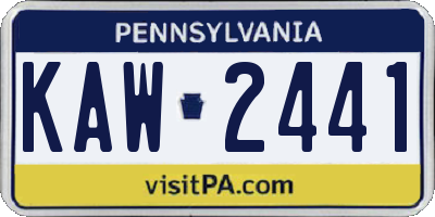PA license plate KAW2441